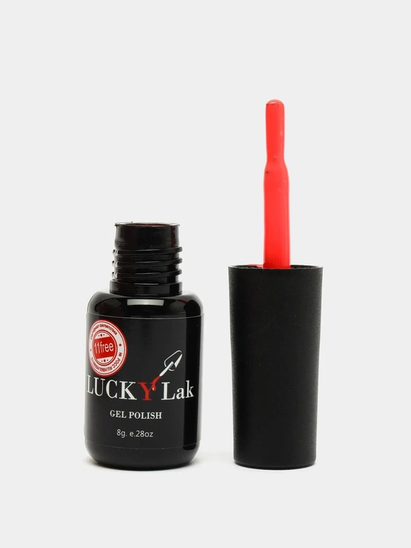Гель лак для ногтей LuckyLak FL №142, 8 г, красный алый неоновый лак для маникюра и педикюра