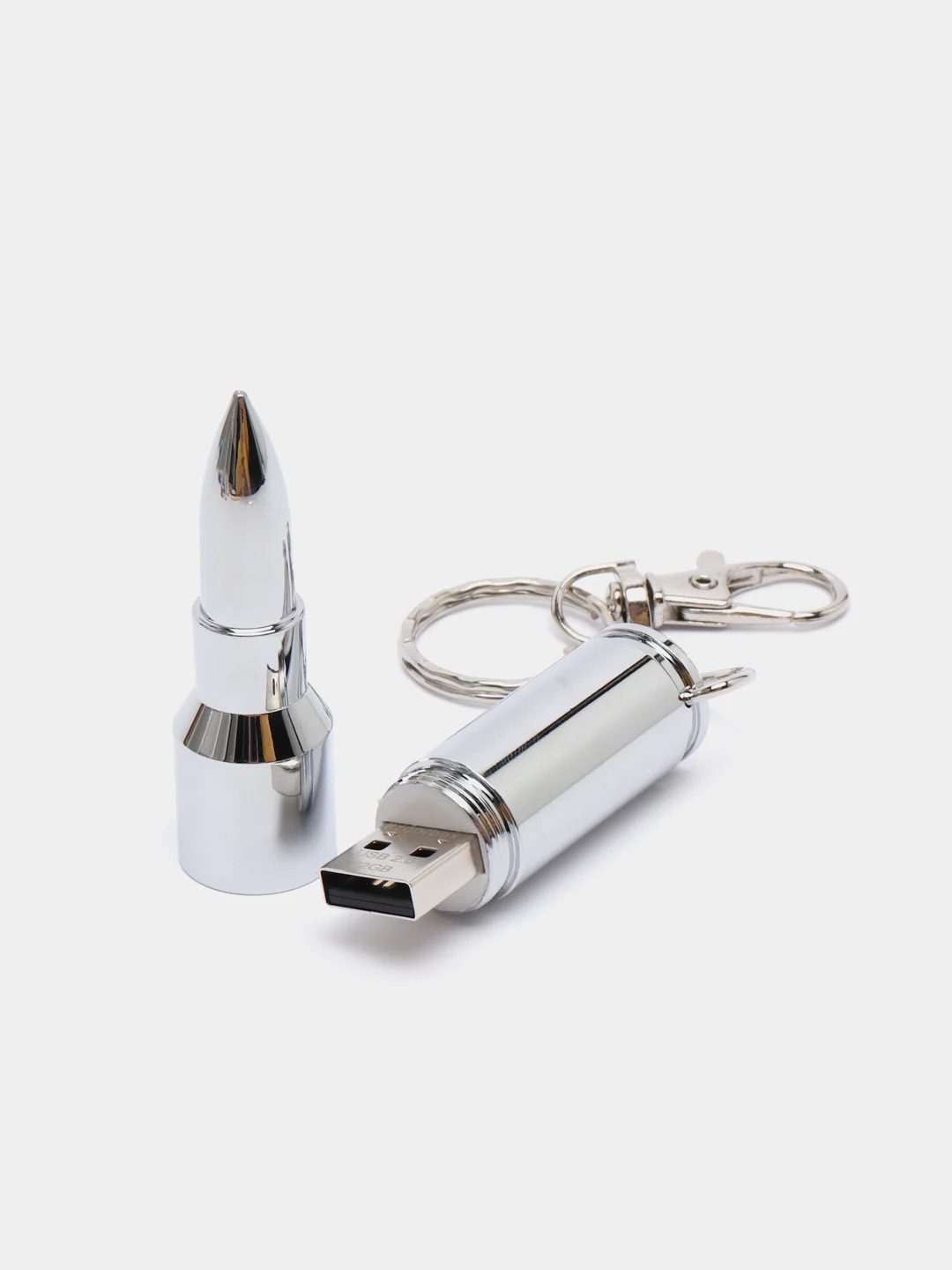 Серебряный патрон-флешка USB 4, 8, 16, 32 гб/ подарочная пуля в реальный размер
