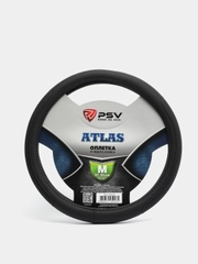Оплетка на руль PSV "ATLAS", M, 37-39 см, черный, экокожа