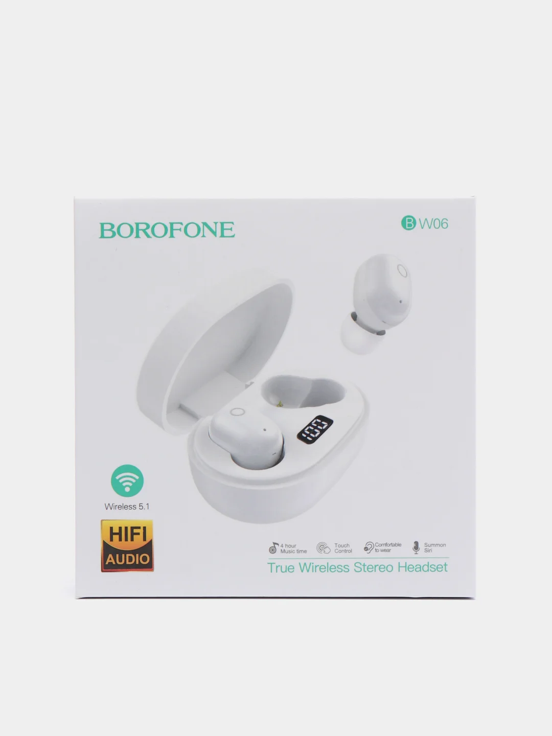 Белый беспроводные вакуумные bluetooth-наушники с микрофоном Borofone BW06