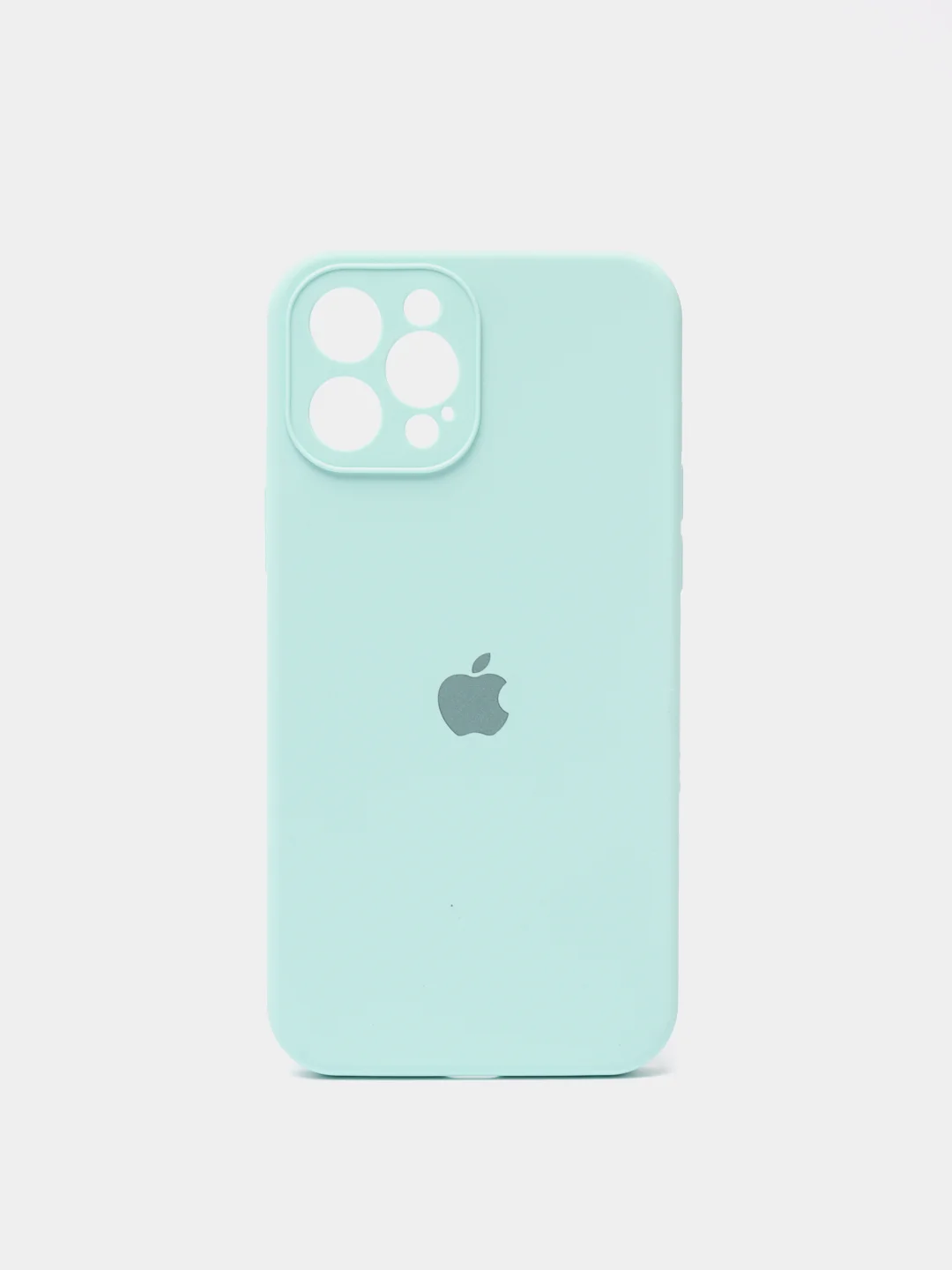 Бирюзовый чехол Silicone Case для iPhone 12 Pro Max с логотипом закрытый низ