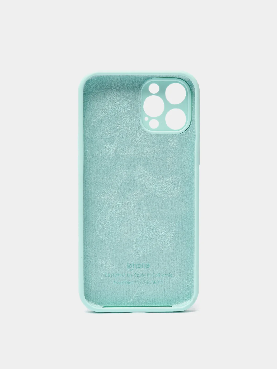 Бирюзовый чехол Silicone Case для iPhone 12 Pro Max с логотипом закрытый низ