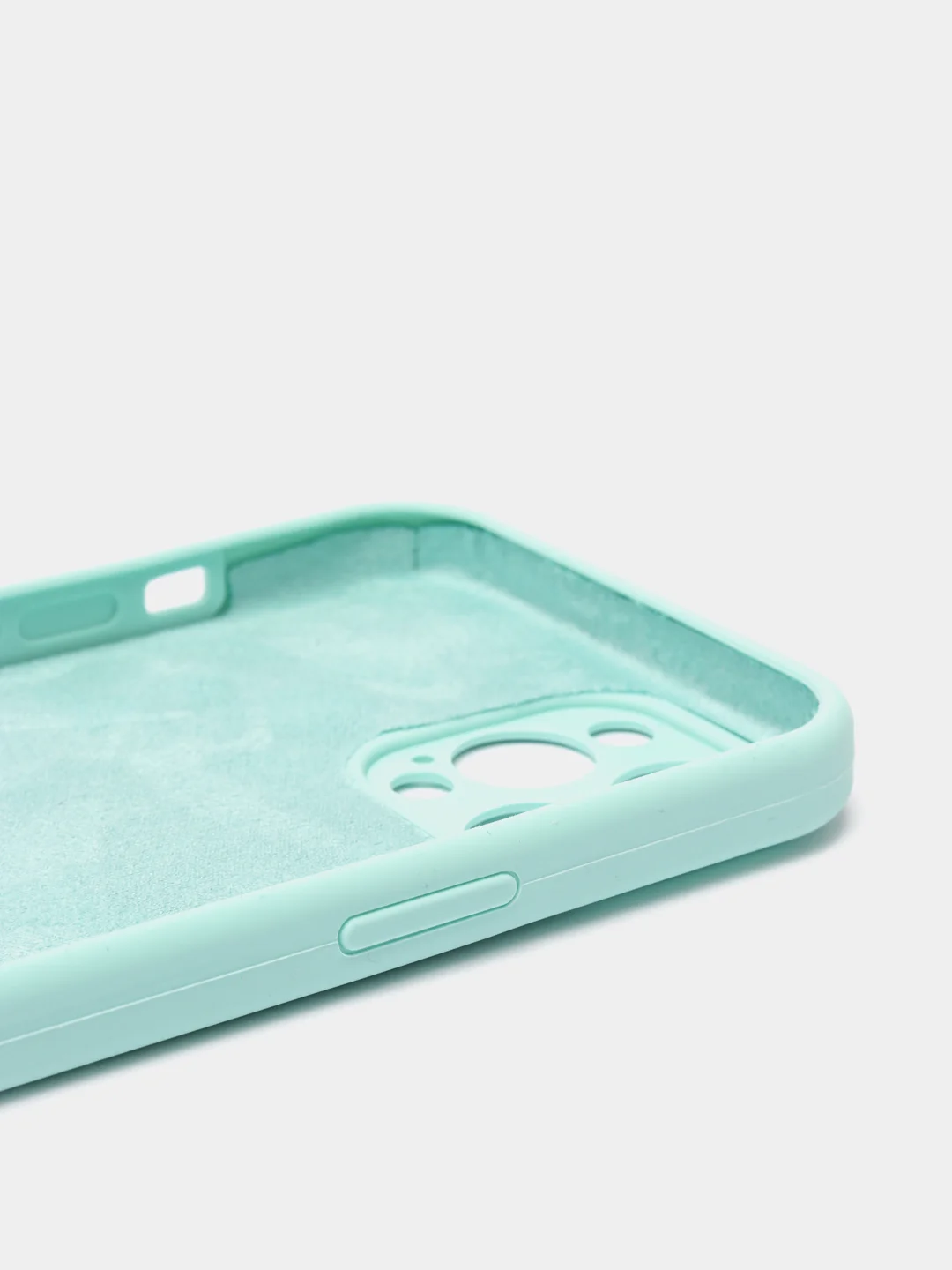 Бирюзовый чехол Silicone Case для iPhone 12 Pro Max с логотипом закрытый низ
