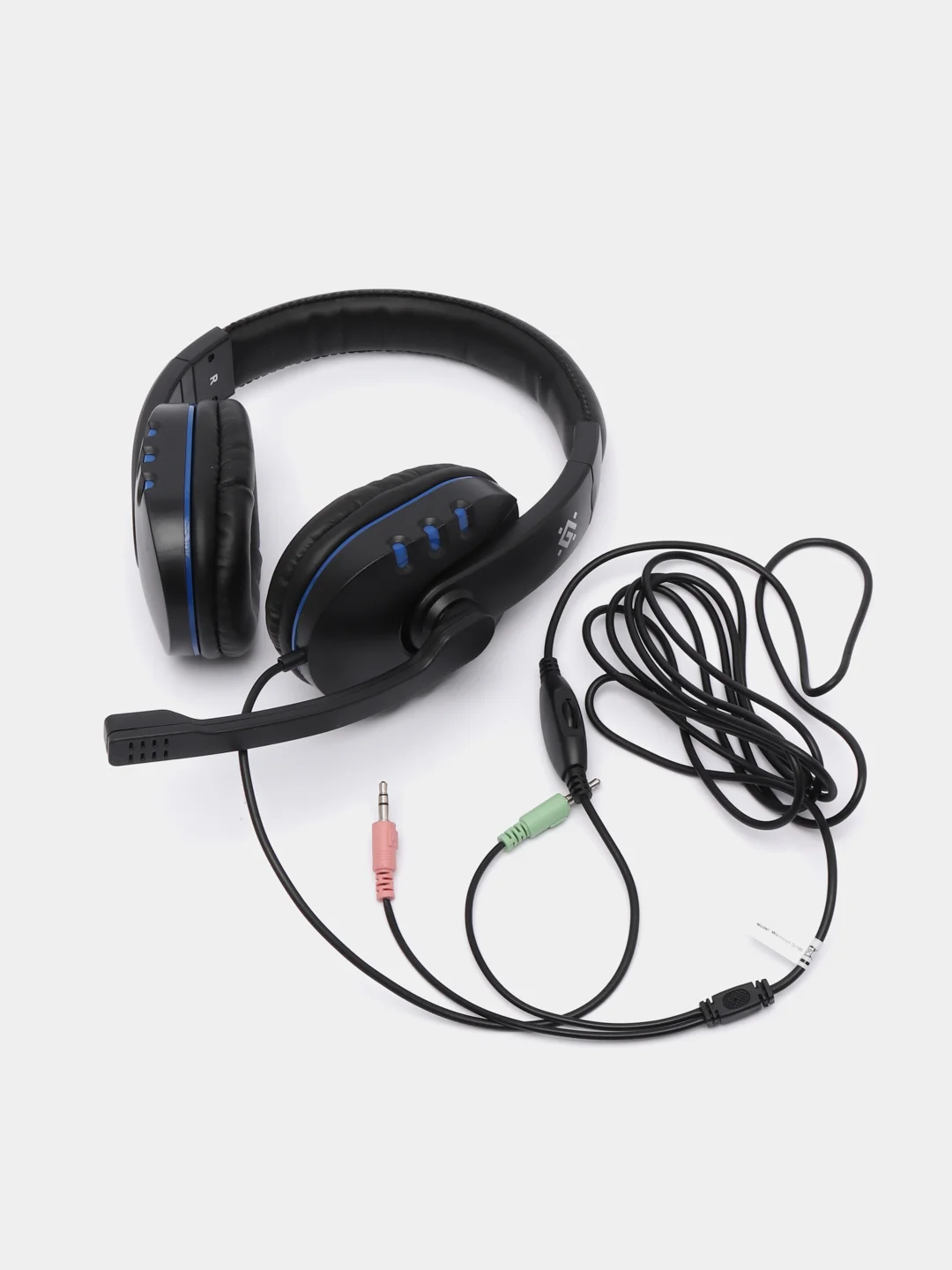 Черный игровые наушники  с микрофоном Defender, черный+синий, кабель 2,5 м