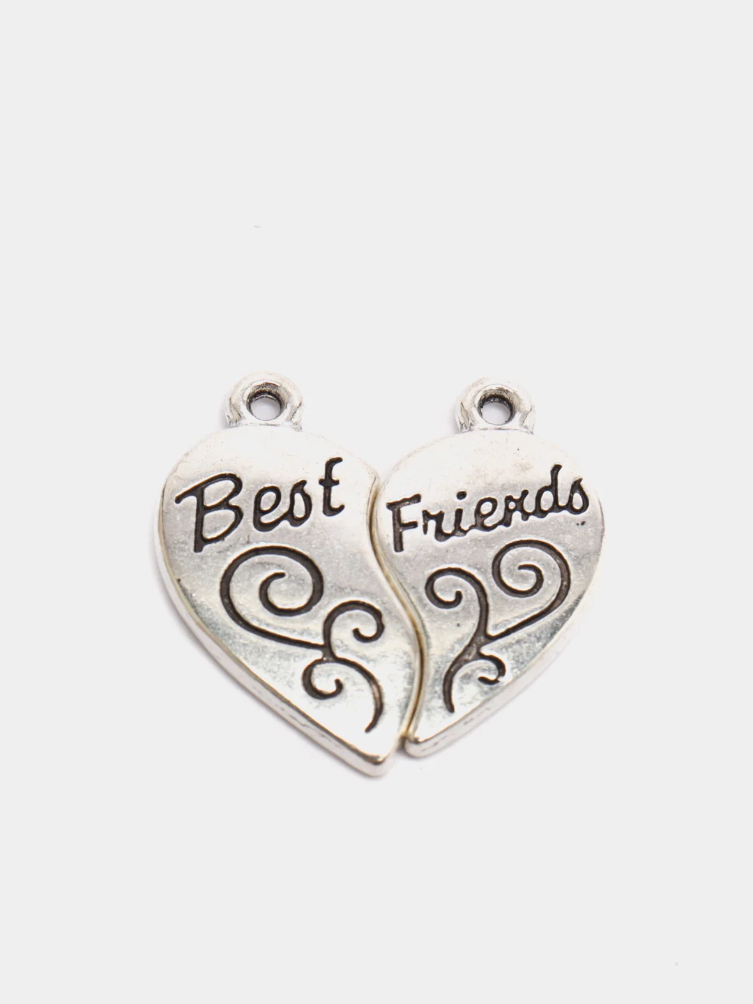 Серебряный парный кулон или подвеска "Best Friends", металл, 1 пара