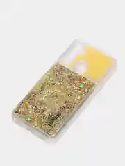 Золотой чехол Realme C3 / 5 / 6i силиконовый переливающийся жидкий с блестками и защитой камеры