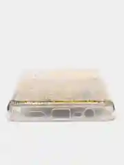 Золотой чехол Realme C3 / 5 / 6i силиконовый переливающийся жидкий с блестками и защитой камеры