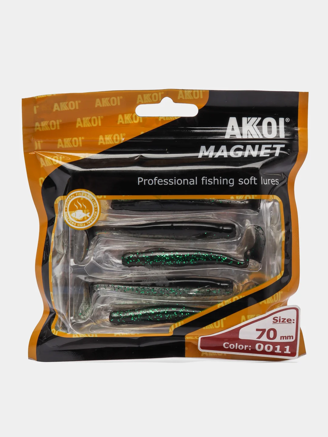 Бирюзовый виброхвост Akoi 70 мм, 5 штук