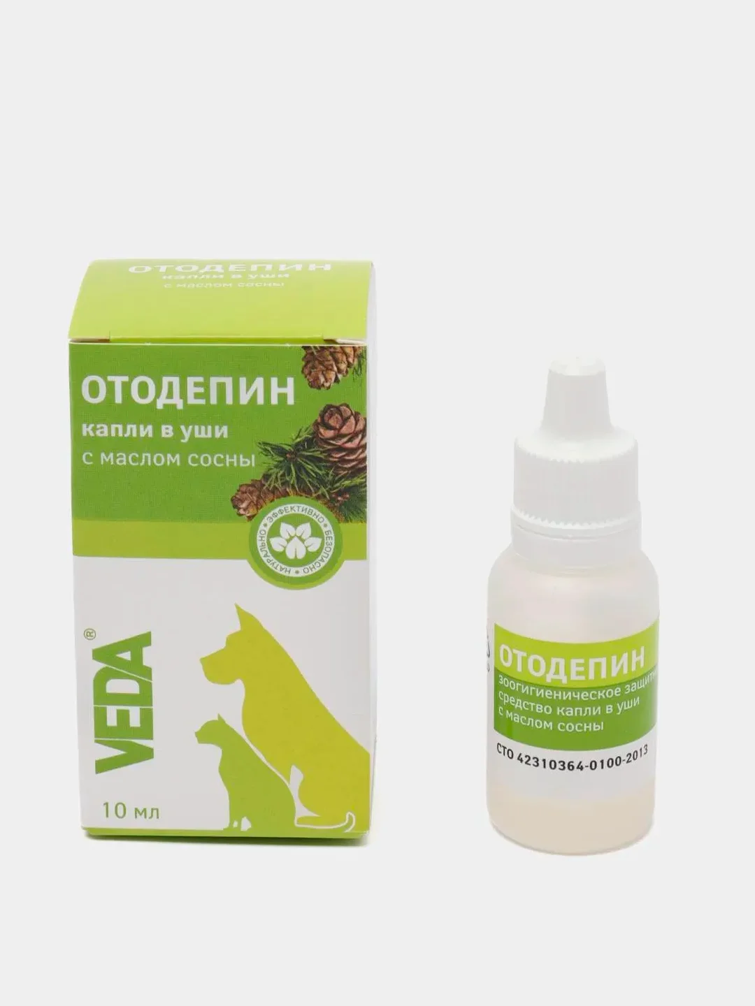 Капли в уши с маслом сосны Отодепин, гигиеническое средство для собак и кошек, 10 мл, VEDA