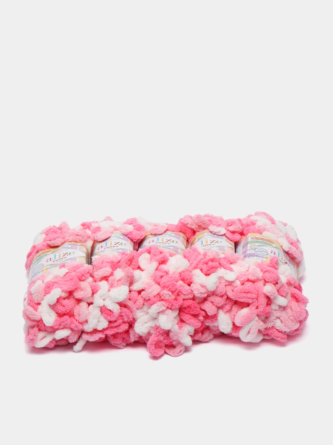 Красный пряжа Alize Puffy Color, петельки, 5 штук, микрополиэстер