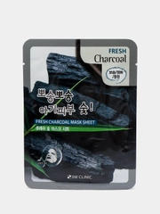 Тканевая маска для лица с древесным углем 3W Clinic Fresh Charcoal Mask Sheet, 23 мл