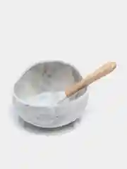 Белый детская посуда для кормления (в наборе блюдо, ложка, нагрудник)