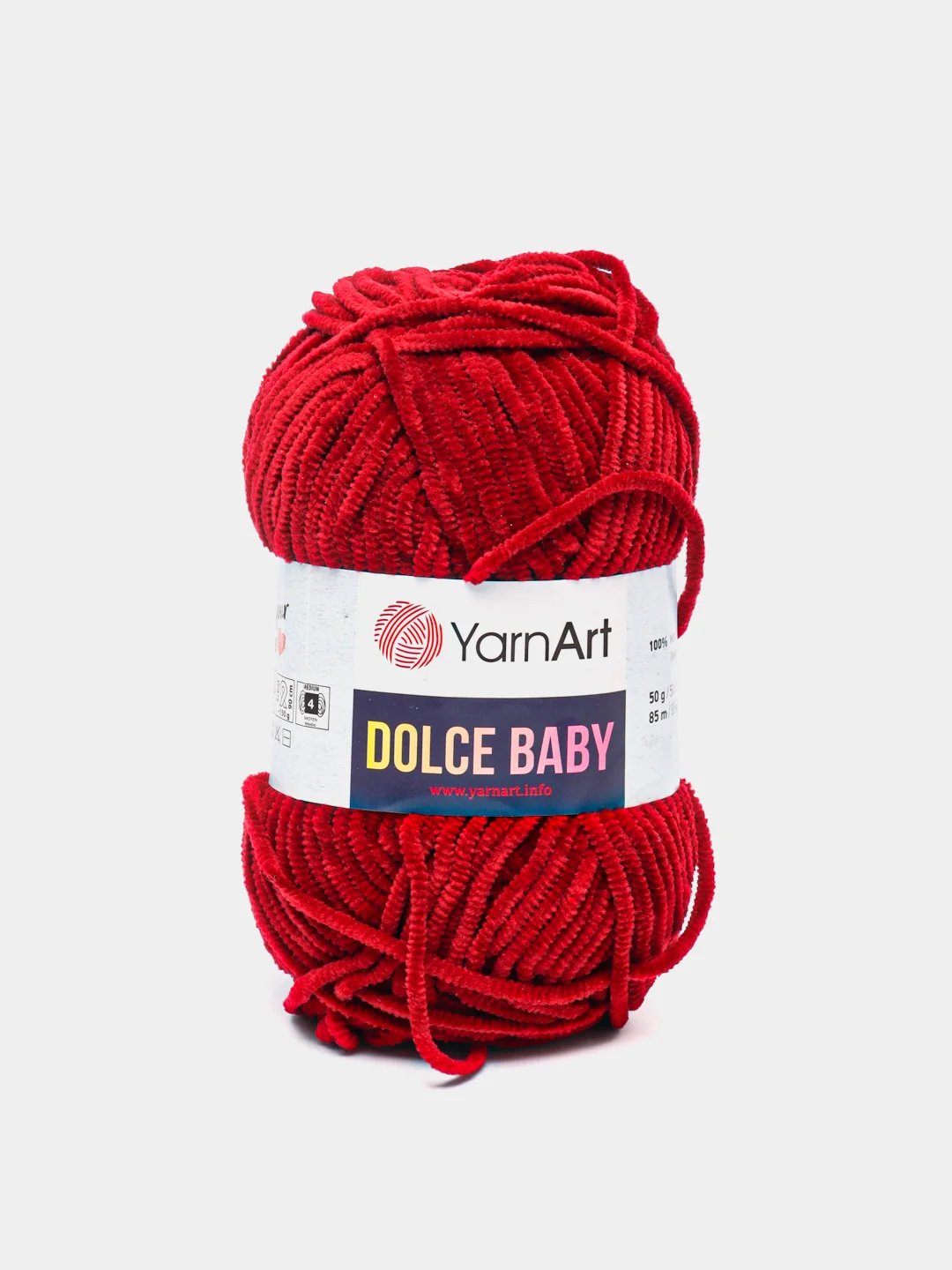 Бордовый пряжа плюшевая YarnArt "Dolce Baby", 100% микрополиэстер, 50 г, 85 м