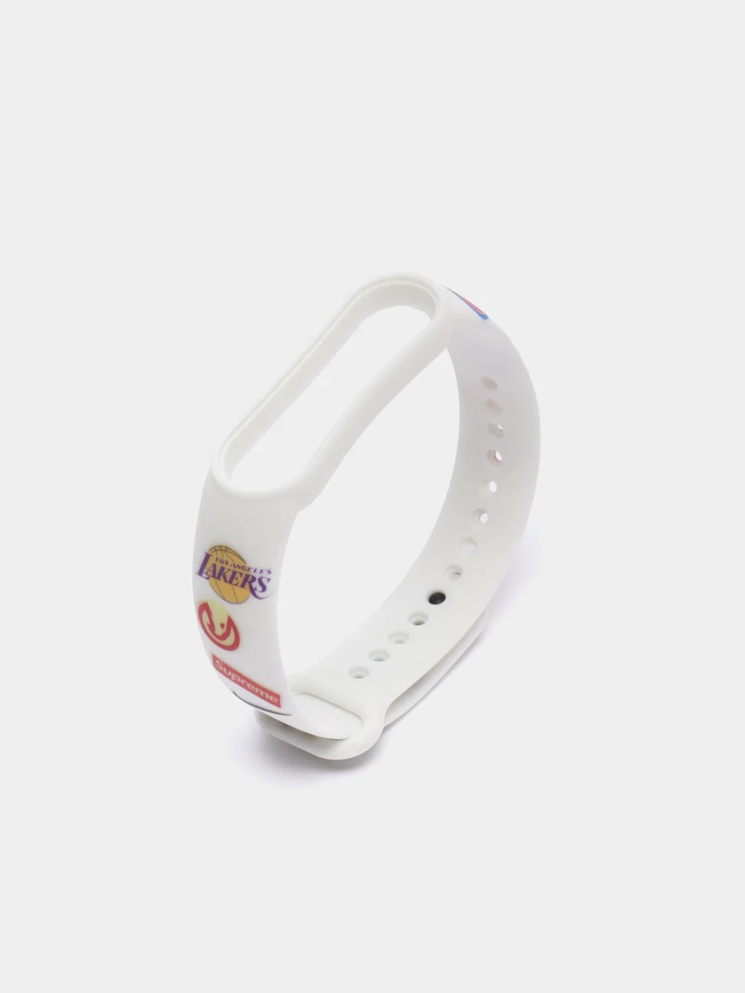 Белый силиконовый ремешок с принтом для Xiaomi Mi Band 7 / 3 / 4 / 5 / 6