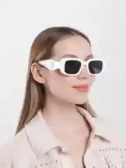 Белый очки солнцезащитные прямоугольные с широкой дужкой