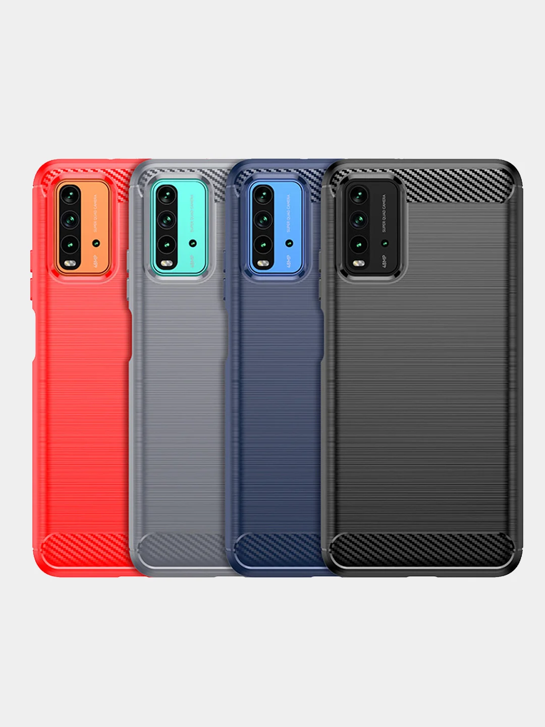 Красный чехол для Xiaomi Redmi 9T, имитация вставок под карбон