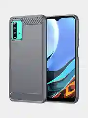 Серый чехол для Xiaomi Redmi 9T, имитация вставок под карбон