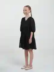 Платье для девочки  Sela нарядное , черное в крапинку