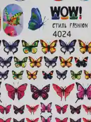 Наклейки для ногтей, слайдеры для маникюра и педикюра. Стиль Fashion, Бабочки