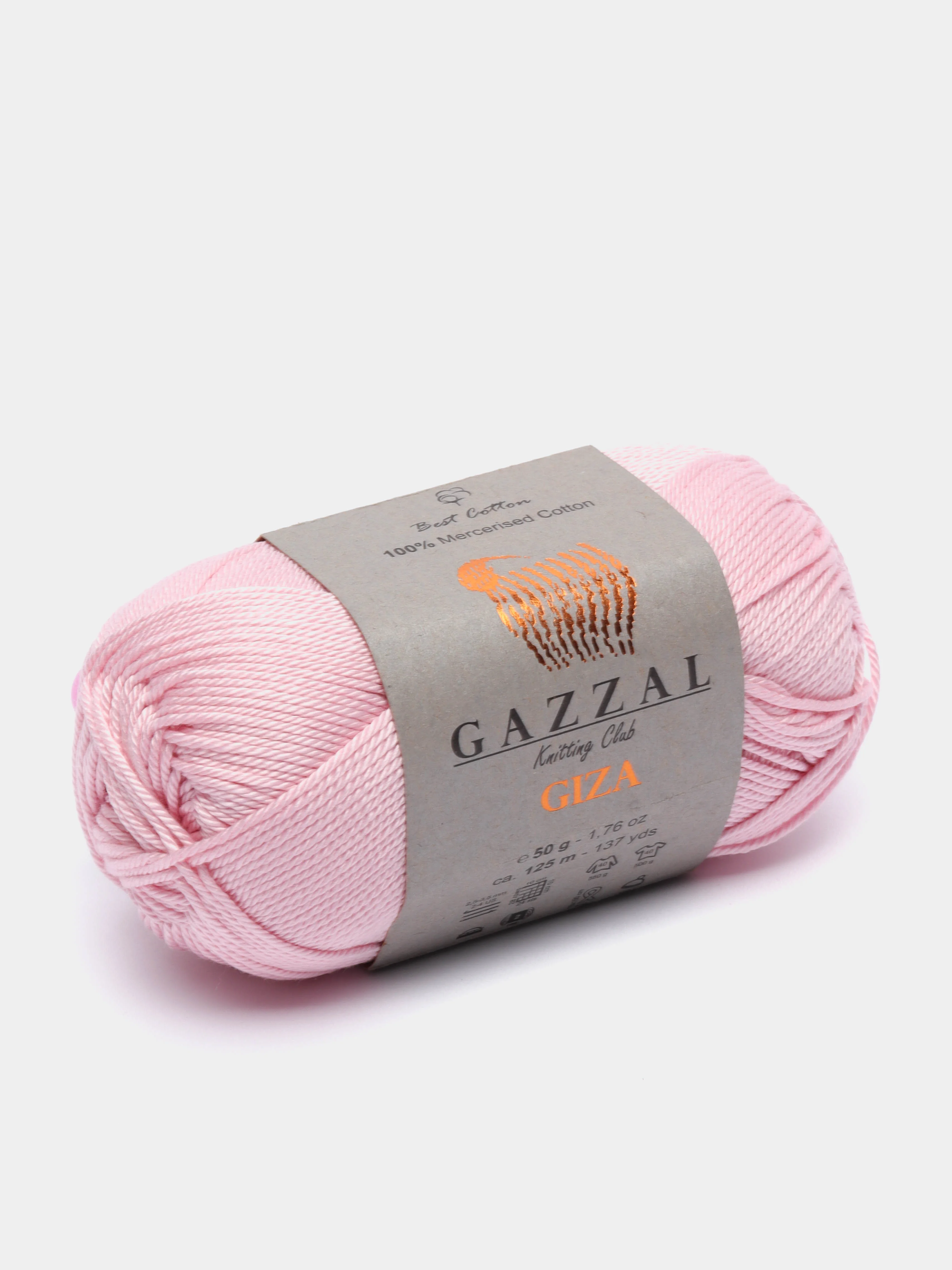 Конфетный пряжа Gazzal Giza 100% Мерсеризованный хлопок 50г 125м