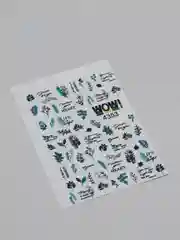Наклейки для ногтей, слайдеры для маникюра и педикюра "Цветы, бирюзовые листочки"