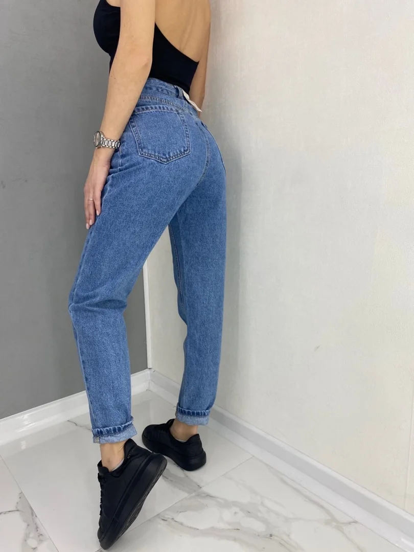 Голубой джинсы женские mom fit с высокой посадкой, голубые и синие