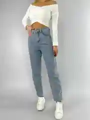 Светло-синий джинсы женские mom fit, с высокой посадкой, голубые и синие