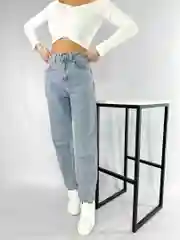 Светло-синий джинсы женские mom fit, с высокой посадкой, голубые и синие