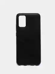Черный силиконовый чехол накладка для Samsung A02S 2021 с текстурой кожи (под кожу)