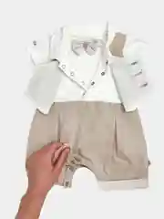 Бежевый боди-песочник с бабочкой, на 3 месяца