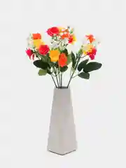 Искусственные цветы. Кустовые розы (3х цв. пластиковый букет ). Высота: 31 см. 15 бутонов