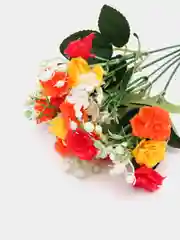 Искусственные цветы. Кустовые розы (3х цв. пластиковый букет ). Высота: 31 см. 15 бутонов