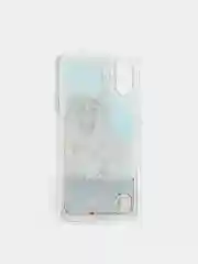 Серый металлик чехол Samsung Galaxy A01, M01 (Самсунг Галакси А01, М01) переливающийся жидкий с блестками