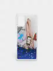 Темно-синий чехол Samsung Galaxy A41 (Самсунг Галакси А41) чехол переливающийся жидкий с блестками