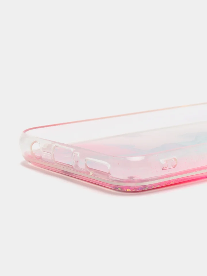 Коралловый меланж чехол Huawei P40 Lite, Хуавей П40 Лайт силиконовый переливающийся жидкий с блестками