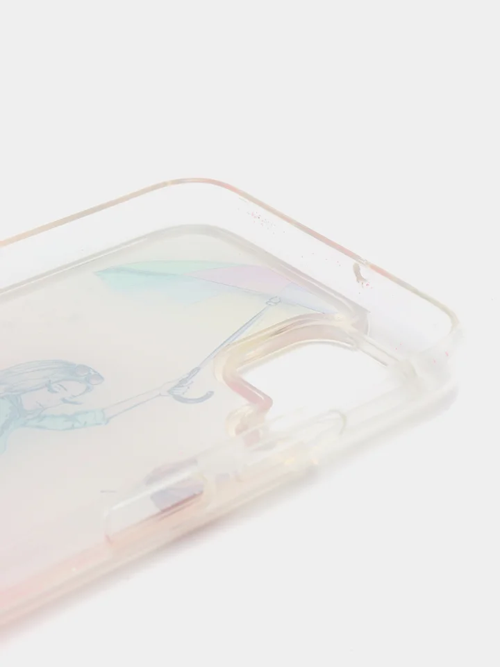 Коралловый меланж чехол Huawei P40 Lite, Хуавей П40 Лайт силиконовый переливающийся жидкий с блестками