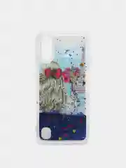 Темно-синий чехол Samsung Galaxy A01, M01 (Самсунг Галакси А01, М01) переливающийся жидкий с блестками