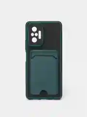 Тёмно-зелёный чехол-карточница iPhone 11, 12, 12 Pro Max, 12 Pro, Samsung A32, A22, Redmi Note 10, 10Pro