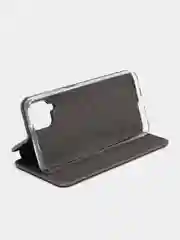 Серебряный чехол-книжка Samsung Galaxy A12, Самсунг Галакси А12