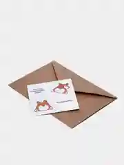 Оранжевый открытка 8x8см кофе, корги, пингвин, мишка