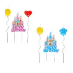 Розовый набор свечей для торта "HAPPY BIRTHDAY", 16 см