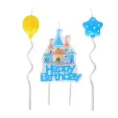 Голубой набор свечей для торта "HAPPY BIRTHDAY", 16 см