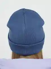 Индиго шапка-бини вязаная, с отворотом, женская