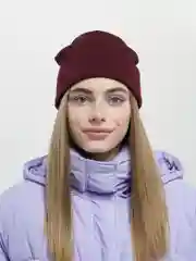 Марсала шапка-бини вязаная, с отворотом, женская