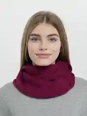 Вишнёвый снуд женский, вязаный, в два оборота