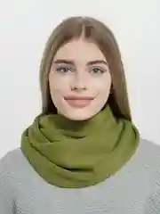 Оливковый снуд женский, вязаный, в два оборота