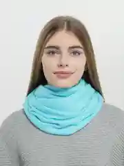 Голубой снуд женский, вязаный, в два оборота