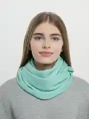 Мятный снуд женский, вязаный, в два оборота