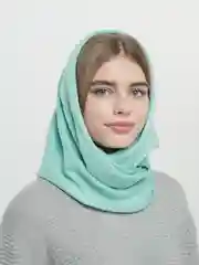 Мятный снуд женский, вязаный, в два оборота