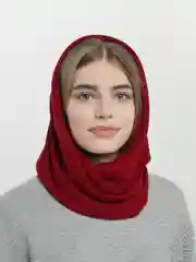 Красный снуд женский, вязаный, в два оборота